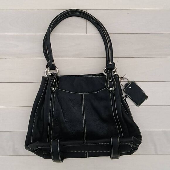 Sophia Caperelli Womens Animal Print Lining Multi-Pocket Shoulder Handbag Black - Picture 2 of 8